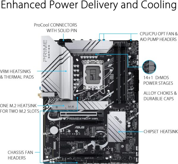 ASUS Z790-P ATX Motherboard with WiFi 6, PCIe 5.0, DDR5, 14+1 Power Stages, 3X M.2, Thunderbolt 4, 2.5Gb LAN - For Sale - Price - Image 2