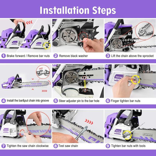 2-cycle 63CC Chainsaw Saw Gas Powered 20" Chain Saws Cordless Petrol Saw Handheld Chainsaw for Cutting Wood Trees Branches (63ACG) - For Sale - Price - Image 3