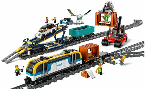 LEGO City Freight Train Set, 60336 Remote Control Toy for Kids Aged 7 Plus with Sounds, 2 Wagons, Car Transporter, 33 Track Pieces and 2 EV Car Toys, Price For Sale - Image 6