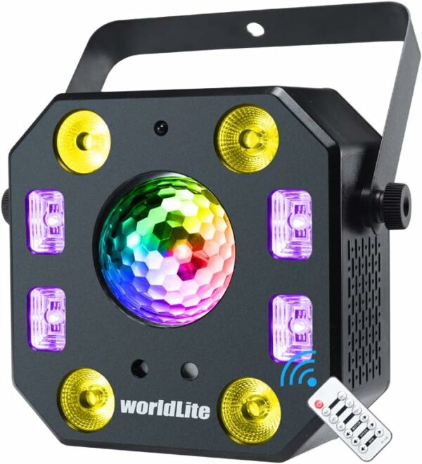 Stage Lights DJ Lights, WorldLite LED Effect Light 5 in 1 with Magic Ball, LED Par Pattern Lights and LED Strobe/UV, Great for Stage & DJ Lighting, Wedding Church Club Disco Party Lighting - For Sale - Price