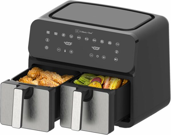 Culinary Chef 9.5-Quart Electric Air Fryer, Dual Basket (4.75qt*2), Adjustable Temperature, Touch Panel Control, One-Touch Cook Functions, and 360° Rapid Cooking, 1700 Watt Power - For Sale - Price - Image 4