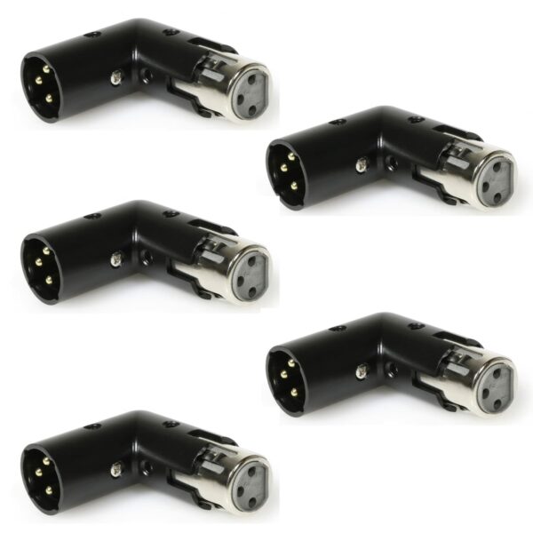 LyxPro XLR Angle Adapter Dual Male and Female can be positioned to 4 Different Angles Right Left and 90 Degree Great for Mixers That Interfere with Other Applications - 5 Pack - For Sale - Price - Image 2