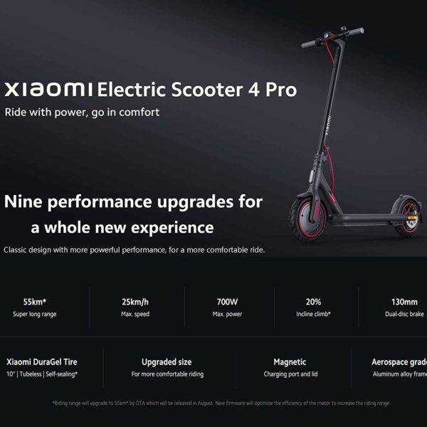 Xiaomi MI Electric Scooter 4 Pro - 700W Motor, 31 Miles Long Range & 18.6mph, 10" DuraGel Self-Sealing Tubeless Tires, Dual Brakes, World First Electric Scooter with LoT Lever 3 Certificate - For Sale - Price - Image 2