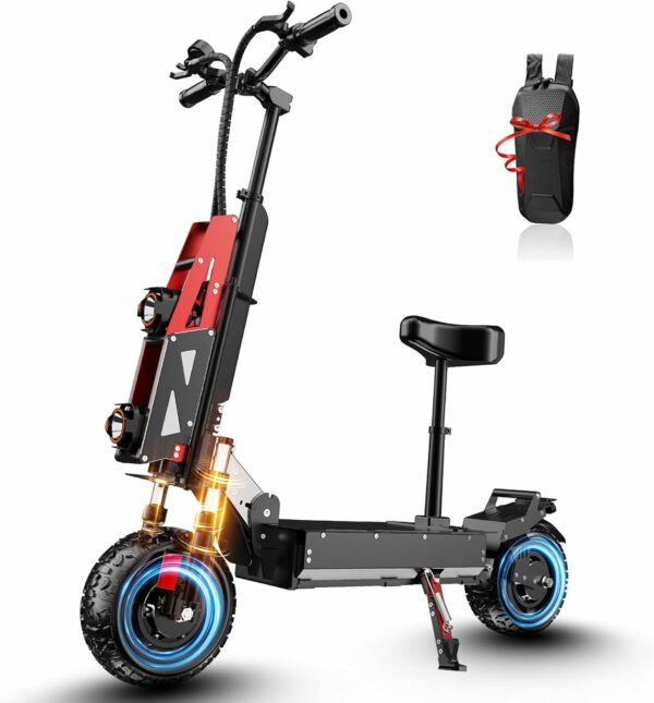 YS6 Electric Scooter Adult 60V 6000W Dual Motor Fast Folding Scooter, Top Speed 60 mph Range 55 mph, Off-Road 11’ Tyres with Seat Maximum Weight Capacity 800 lbs Dual Drive Brake Commuter - For Sale - Price