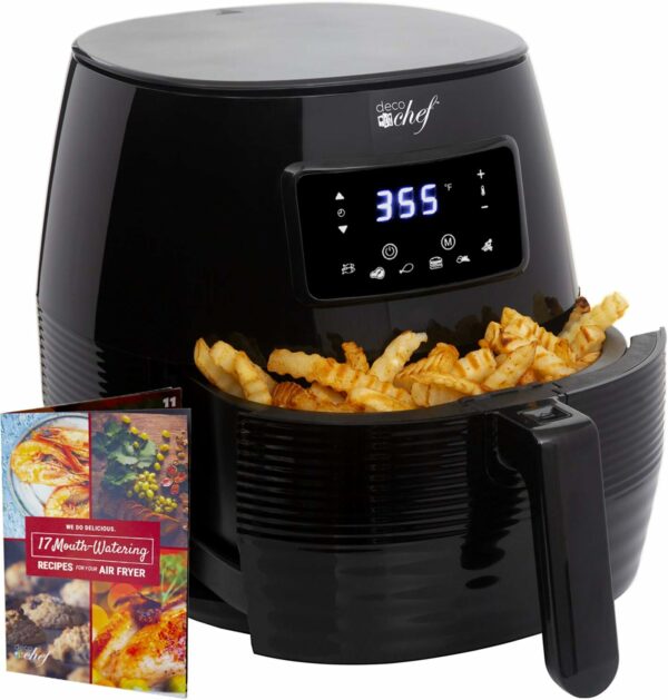 Deco Chef 5.8QT (19.3 Cup) Digital Electric Air Fryer with Accessories and Cookbook- Air Frying, Roasting, Baking, Crisping, and Reheating for Healthier and Faster Cooking (Black) - For Sale - Price