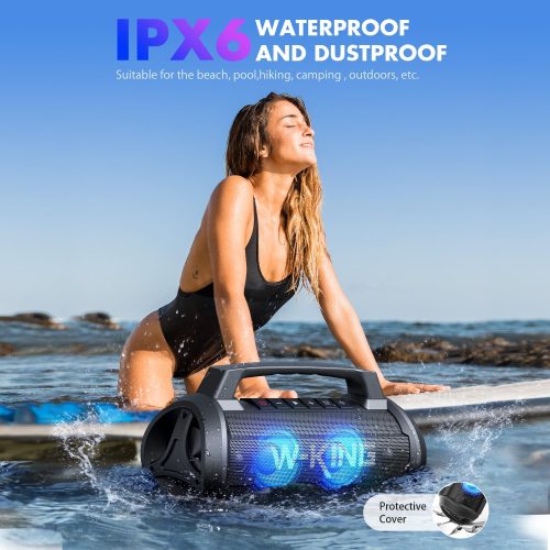 W-KING Portable Speakers Bluetooth Wireless, 120W Peak 70W Loud Bluetooth Speaker Waterproof Outdoor, Deep Bass/2* Subwoofer/DSP/EQ/42H Playtime/IPX6/RGB Lights/MAC-in/Power Bank, Large Party Boombox - For Sale - Price - Image 3