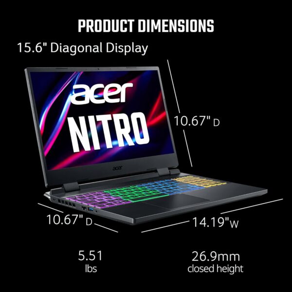 Acer Nitro 5 AN515-58-725A Gaming Laptop | Intel Core i7-12700H | NVIDIA GeForce RTX 3060 GPU | 15.6" FHD 144Hz 3ms IPS Display | 16GB DDR4 | 512GB Gen 4 SSD | Killer Wi-Fi 6 | RGB Keyboard - For Sale - Price - Image 11