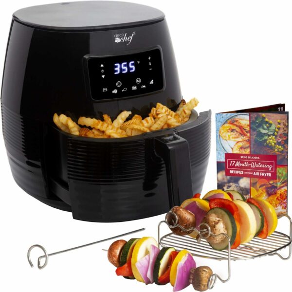 Deco Chef 5.8QT (19.3 Cup) Digital Electric Air Fryer with Accessories and Cookbook- Air Frying, Roasting, Baking, Crisping, and Reheating for Healthier and Faster Cooking (Black) - For Sale - Price - Image 9