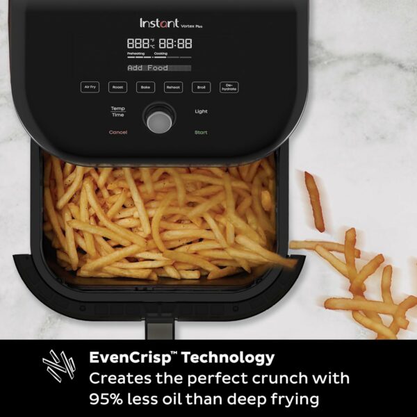 Instant Vortex Plus 6QT Air Fryer with Odor Erase Technology, 6-in-1 Functions that Crisps, Roasts, Broils, Dehydrates, Bakes & Reheats, 100+In-App Recipes, from the Makers of Instant Pot,1700W,Black - For Sale - Price - Image 7