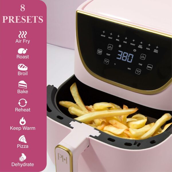 Paris Hilton Air Fryer, Large 6-Quart Capacity, Nonstick Made without PFAS, Touchscreen Display, 8-in-1 (Air Fry, Roast, Broil, Bake, Reheat, Keep Warm, Pizza, Dehydrate), Dishwasher Safe, Pink - For Sale - Price - Image 5