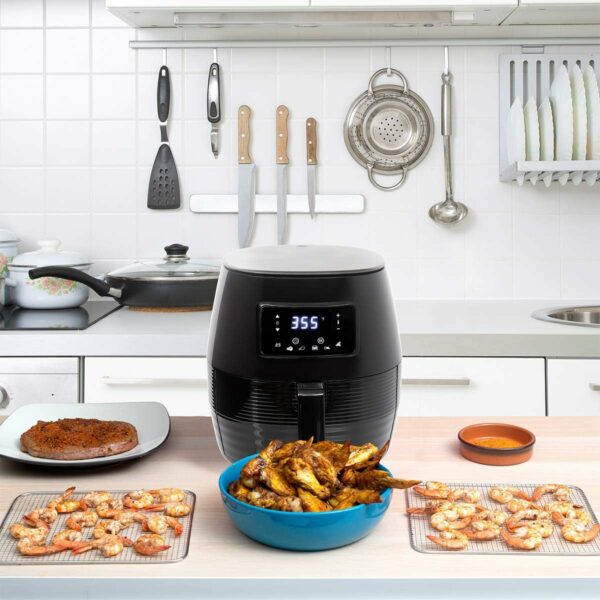 Deco Chef 5.8QT (19.3 Cup) Digital Electric Air Fryer with Accessories and Cookbook- Air Frying, Roasting, Baking, Crisping, and Reheating for Healthier and Faster Cooking (Black) - For Sale - Price - Image 6