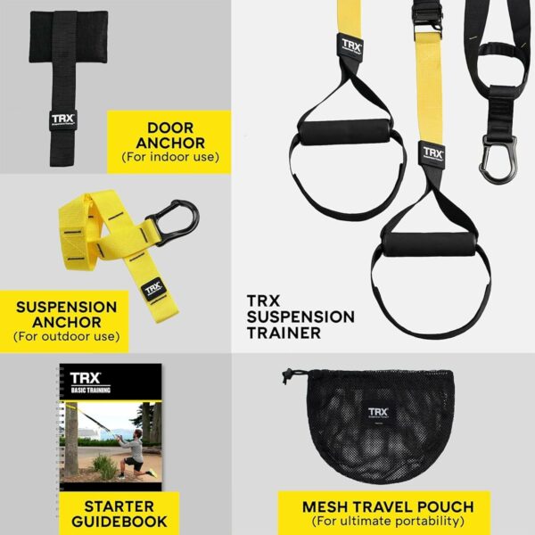 TRX All-in-ONE Suspension Training System: Full Body Workouts for Your Home Gym, Travel, and Outdoors | Includes Indoor & Outdoor Anchors, Workout Guide and Video Downloads - For Sale - Price - Image 6