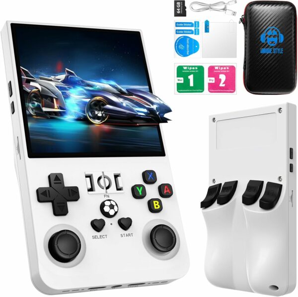 2025 New Upgrade R36MAX Retro Handheld Game Console with 64G Built-in 18000+ Classic Games, Portable Hand Held Open Source Linux System 4.0-in 4k HD IPS Screen Video Player (White MAX 64GB) - For Sale - Price