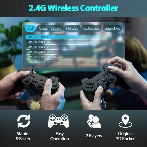 Wireless Retro Handheld Game Console, Game Console Stick Built-in 20000+ Plug-and-Play Video Games, Equipped with 18 Simulators, 4K HDMI Output and Dual 2.4G Controller（64GB Memory Card） - For Sale - Price - Image 3