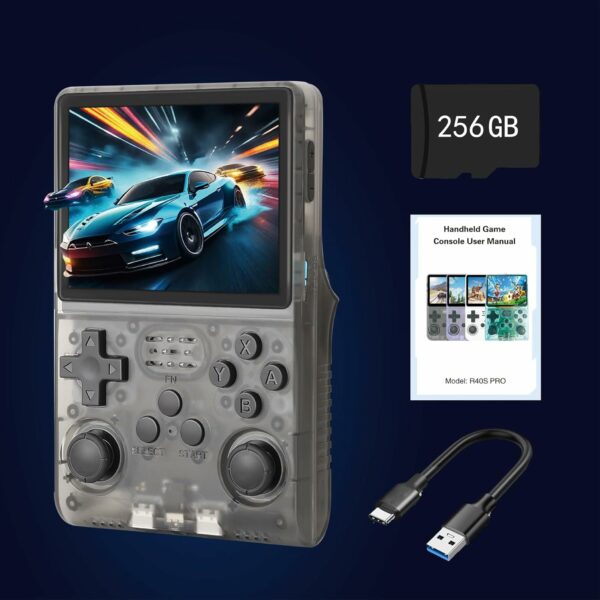 R40S Pro+ Handheld Game Console, 30000 in 1 Games Mini Retro Video Console, 3.5-Inch IPS Screen,256GB TF Memory Memory,Built in 45+ Emulators,3800mAh Battery (Transparent Black 256G) - For Sale - Price - Image 2