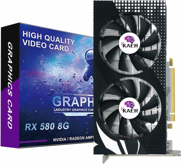 KAER RX580 8GB Graphics Card, 2048SP, GDDR5, 256 Bit，Pc Gaming Video Card with Dual Fans 1284/7000MHz,PCI Express 3.0 Gaming Graphics Card, DVI HDMI DP Desktop - For Sale - Price