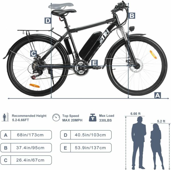 ZNH Electric Mountain Bikes 750w Peak Motor Ebikes with 48V 624Wh Battery 26 in Step Over E Mountain Bike for Commuter 20Mph Electric Bicycle for Adult Up to 80 Miles,21 Speed and Suspension Fork - For Sale - Price - Image 8