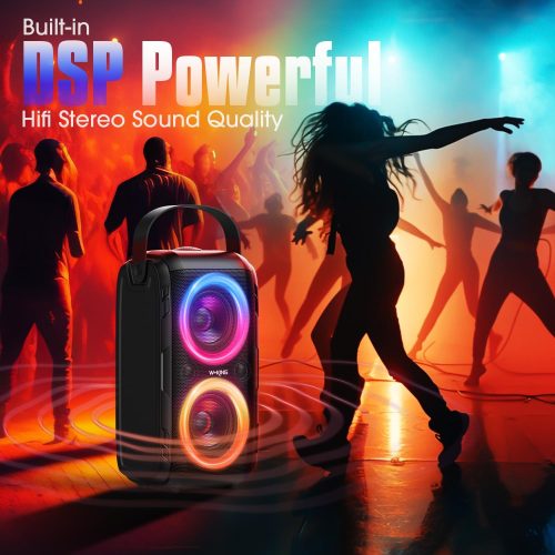 W-KING 180W Peak Party Loud Bluetooth Speaker Portable Wireless Outdoor Boom Box/4 Drivers with 2*Subwoofer/HD Huge 105dB Pulse Natural Deep Bass Tube, 80W IPX5 Big Large Speaker/24H/EQ/U-Disk/TF/AUX - For Sale - Price - Image 7