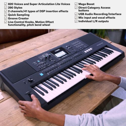 Yamaha, 61-Key Touch-Sensitive Advanced Portable Keyboard with Power Adapter, (PSRE473) - For Sale - Price - Image 4