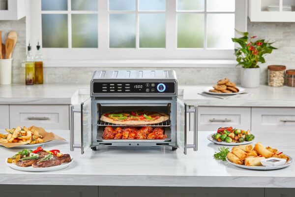 BLACK+DECKER Crisp 'N Bake Air Fryer Toaster Oven Combo, 12 in 1 Countertop Convection Oven Cooks Food Fast, Fits a Whole Pizza or 6 Toast Slices, French Doors with Stainless Steel Finish - For Sale - Price - Image 3