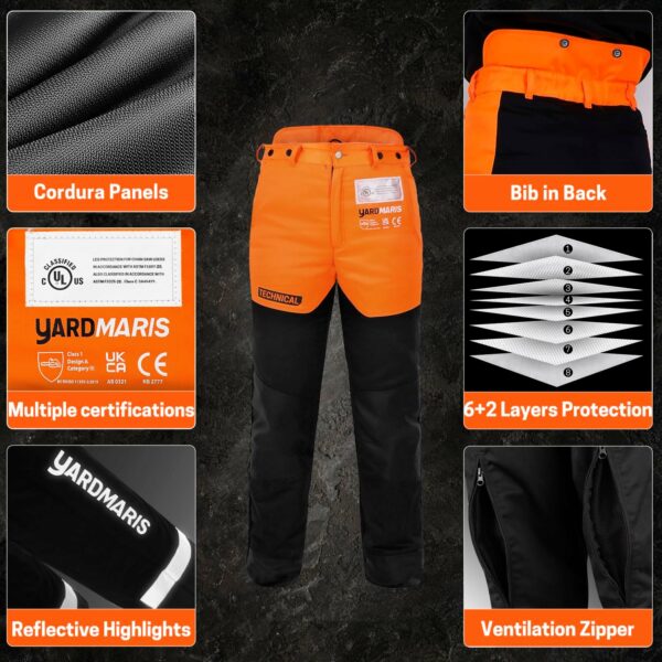 Chainsaw Pants, Technical Chainsaw Trouser, Chainsaw Chaps, Tree Cutting Pant with Adjustable Suspenders - For Sale - Price - Image 2