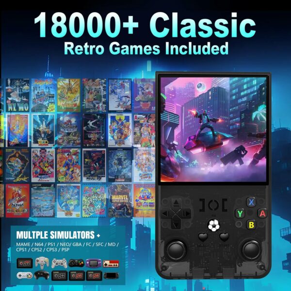 R36MAX Handheld Game Console,4.0 Inch IPS Screen Linux System with 64GB TF Card,Retro Gaming Console Built in 18000+ Games,Portable Handheld Video Games for Adults,4000mAh Battery (Black) - For Sale - Price - Image 2