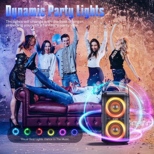 W-KING 180W Peak Party Loud Bluetooth Speaker Portable Wireless Outdoor Boom Box/4 Drivers with 2*Subwoofer/HD Huge 105dB Pulse Natural Deep Bass Tube, 80W IPX5 Big Large Speaker/24H/EQ/U-Disk/TF/AUX - For Sale - Price - Image 8