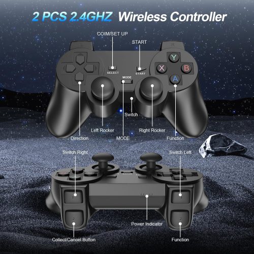 Wireless Retro Gaming Console Stick, Plug and Play TV Video Games Stick with Built-in 18 Emulators, Retro Drive 20000+ Games, 4K HDMI Output with 2 2.4G Wireless Controllers (64GB Memory Card) - For Sale - Price - Image 4