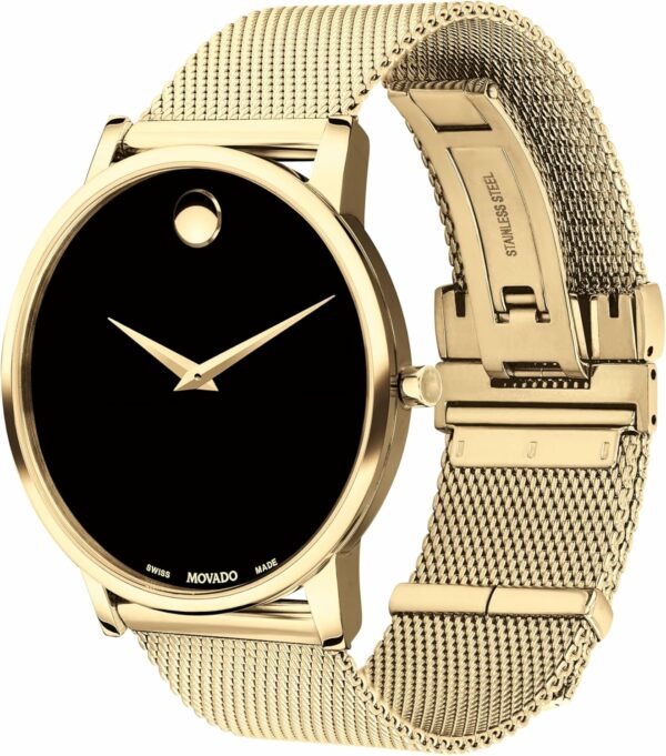 Movado Museum Classic Men's Watch - Swiss Quartz 2H Movement, Stainless Steel Mesh Bracelet - 3 ATM Water Resistance - Luxury Fashion Timepiece for Him - 40mm - For Sale - Price - Image 2