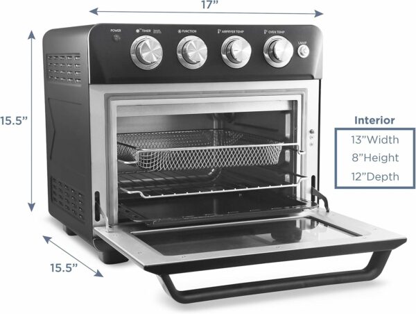 Elite Gourmet EAF9100 Maxi-Matic Electric Fryer Oven, Oil-Less Convection Oven Extra large 25L Capacity, Grill, Bake, Roast, Air Fryer, 1640-Watts, Black, 16.88 - For Sale - Price - Image 7