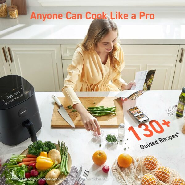 COSORI Air Fryer Pro 9-in-1, Compact 5QT, 450℉: Half Time & Chef-Grade Cook, One-Wipe Clean Glass Panel, 130+ In-App Recipes with Nutritional Info, Nonstick & Dishwasher-Safe Basket, Gray - For Sale - Price - Image 5