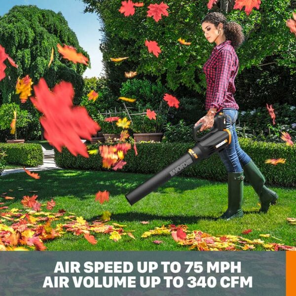 Worx 20V String Trimmer Cordless & Edger 3.0 + Leaf Blower Cordless with Battery and Charger Turbine, Black and Orange - Image 2