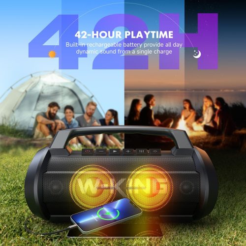 W-KING Portable Speakers Bluetooth Wireless, 120W Peak 70W Loud Bluetooth Speaker Waterproof Outdoor, Deep Bass/2* Subwoofer/DSP/EQ/42H Playtime/IPX6/RGB Lights/MAC-in/Power Bank, Large Party Boombox - For Sale - Price - Image 4