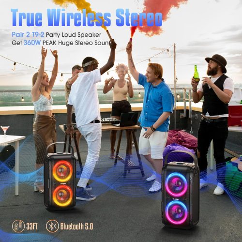 W-KING 180W Peak Party Loud Bluetooth Speaker Portable Wireless Outdoor Boom Box/4 Drivers with 2*Subwoofer/HD Huge 105dB Pulse Natural Deep Bass Tube, 80W IPX5 Big Large Speaker/24H/EQ/U-Disk/TF/AUX - For Sale - Price - Image 4