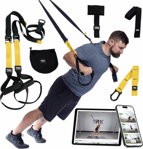 TRX All-in-ONE Suspension Training System: Full Body Workouts for Your Home Gym, Travel, and Outdoors | Includes Indoor & Outdoor Anchors, Workout Guide and Video Downloads - For Sale - Price