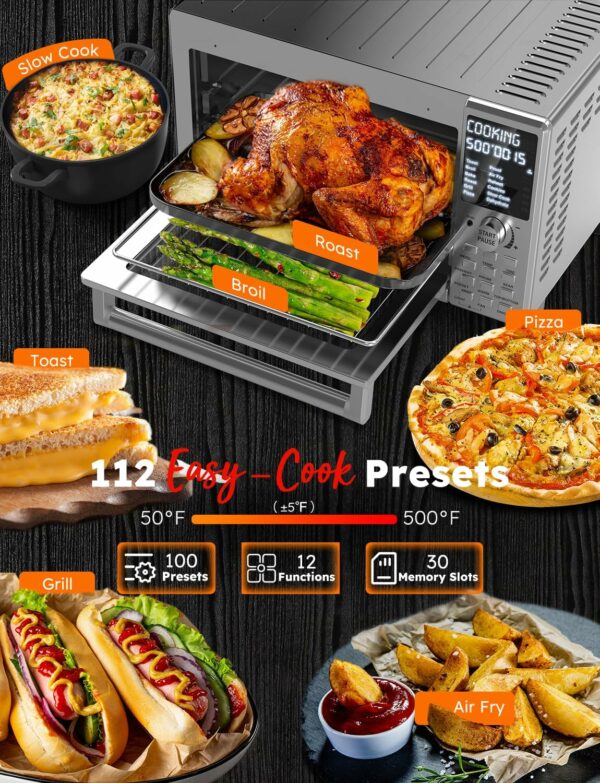 Nuwave Bravo XL Pro Air Fryer Toaster Oven with Grill Combo, 2025 New Ultra-Fast Convection System, 35% Crispier, 2X More Even, 142 Presets, 50-500F, Smarter Probe, PFAS Free, 30QT, Stainless Steel - For Sale - Price - Image 2