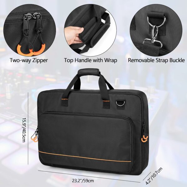 DJ Controller Carrying Case Compatible with Pioneer DDJ SR/DDJ SR2 / DDJ REV1 / Denon MC4000 / Numark NVII/Hercules Inpulse 500, DJ Controller Bag for DJ Cable or Accessories (M, Black) - For Sale - Price - Image 5