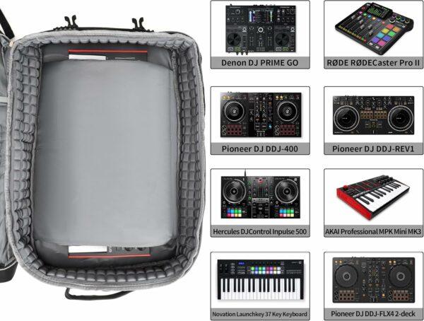 Rabjen DJ Backpack for Club Gigs, DJ Mixer Case Compatible with Pioneer DJ DDJ-REV1, DJ Controller, Novation Launchkey 37 Key Keyboard and More Equipment - For Sale - Price - Image 2