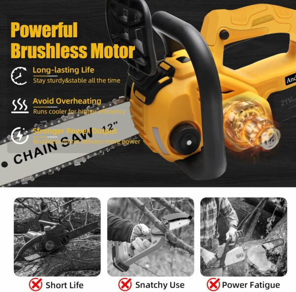 Chainsaw Cordless for DeWalt 20V MAX Battery, Chainsaw with 2 12-Inch Chainsaw Chains and Bar for Wood Cutting, Tree Trimming (Battery NOT Included) - For Sale - Price - Image 3