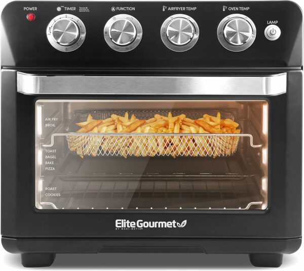 Elite Gourmet EAF9100 Maxi-Matic Electric Fryer Oven, Oil-Less Convection Oven Extra large 25L Capacity, Grill, Bake, Roast, Air Fryer, 1640-Watts, Black, 16.88 - For Sale - Price