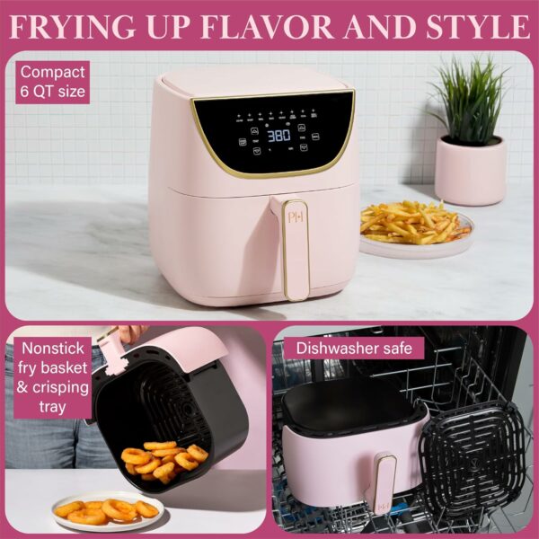 Paris Hilton Air Fryer, Large 6-Quart Capacity, Nonstick Made without PFAS, Touchscreen Display, 8-in-1 (Air Fry, Roast, Broil, Bake, Reheat, Keep Warm, Pizza, Dehydrate), Dishwasher Safe, Pink - For Sale - Price - Image 4