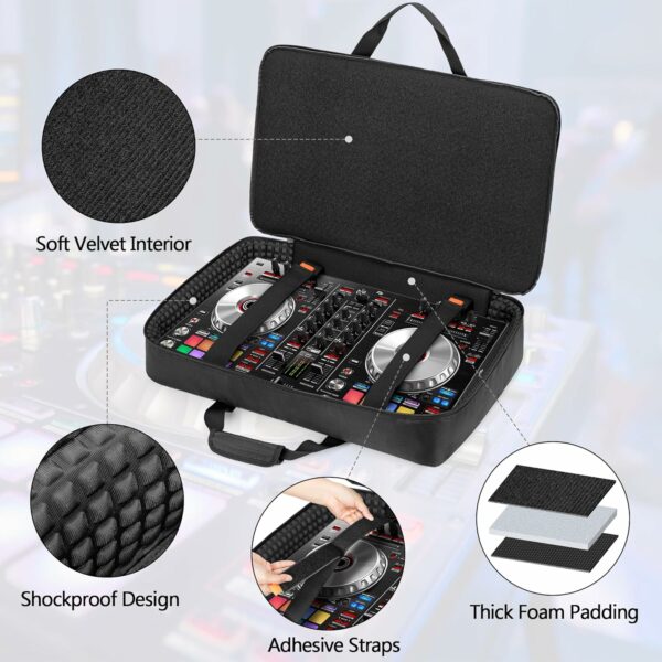 DJ Controller Carrying Case Compatible with Pioneer DDJ SR/DDJ SR2 / DDJ REV1 / Denon MC4000 / Numark NVII/Hercules Inpulse 500, DJ Controller Bag for DJ Cable or Accessories (M, Black) - For Sale - Price - Image 3