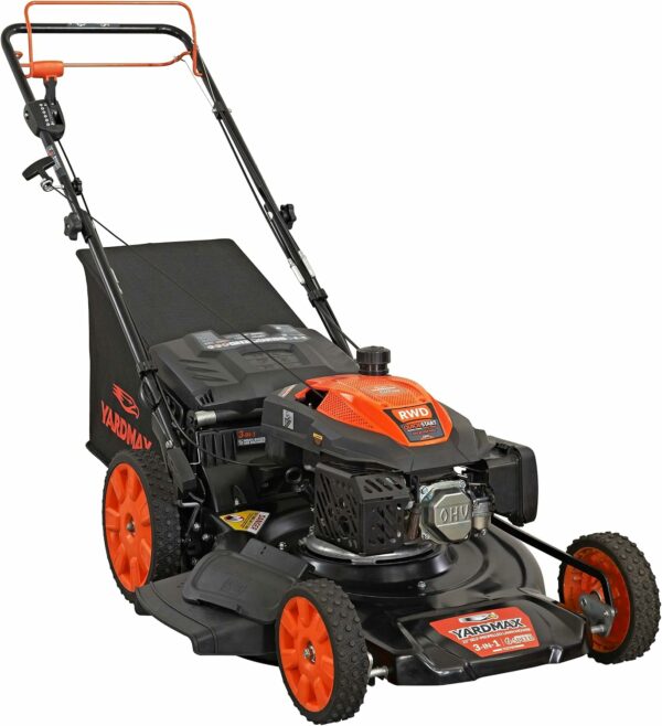 YARDMAX 22 in. 201cc Select PACE 6 Speed CVT High Wheel RWD 3-in-1 Gas Walk Behind Self Propelled Lawn Mower, Black - For Sale - Price - Image 9