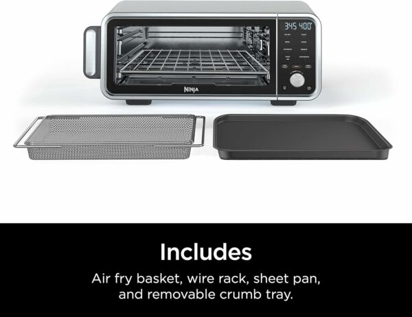 Ninja SP201 Digital Air Fry Pro Countertop 8-in-1 Oven with Extended Height, XL Capacity, Flip Up & Away Capability for Storage Space, with Air Fry Basket, Wire Rack & Crumb Tray, Silver - For Sale - Price - Image 8