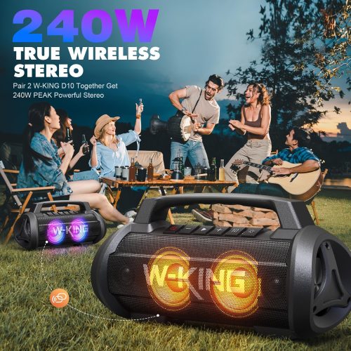 W-KING Portable Speakers Bluetooth Wireless, 120W Peak 70W Loud Bluetooth Speaker Waterproof Outdoor, Deep Bass/2* Subwoofer/DSP/EQ/42H Playtime/IPX6/RGB Lights/MAC-in/Power Bank, Large Party Boombox - For Sale - Price - Image 5