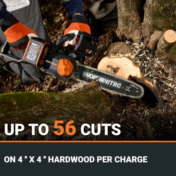 Worx Nitro 20V 12" Cordless Brushless Chainsaw 4.0 Ah Battery and Charger Included WG350 - For Sale - Price - Image 6