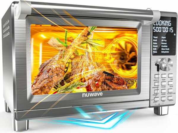 Nuwave Bravo XL Pro Air Fryer Toaster Oven with Grill Combo, 2025 New Ultra-Fast Convection System, 35% Crispier, 2X More Even, 142 Presets, 50-500F, Smarter Probe, PFAS Free, 30QT, Stainless Steel - For Sale - Price