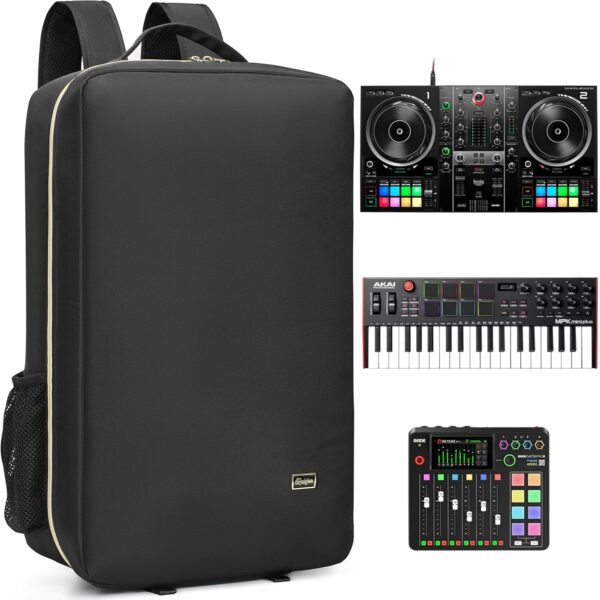 Rabjen DJ Backpack for Club Gigs, DJ Mixer Case Compatible with Pioneer DJ DDJ-REV1, DJ Controller, Novation Launchkey 37 Key Keyboard and More Equipment - For Sale - Price