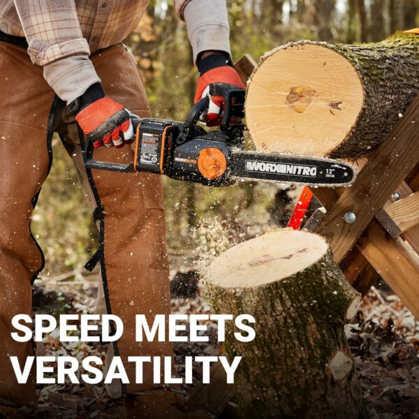 Worx Nitro 20V 12" Cordless Brushless Chainsaw 4.0 Ah Battery and Charger Included WG350 - For Sale - Price - Image 2